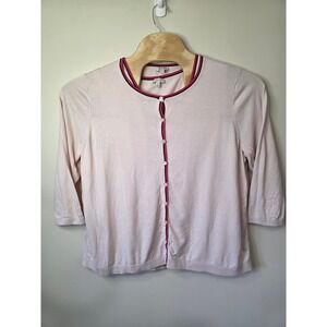 Talbots Sweater Set Woman 3X Pink Preppy Striped Trim Cardigan Shell Twinset